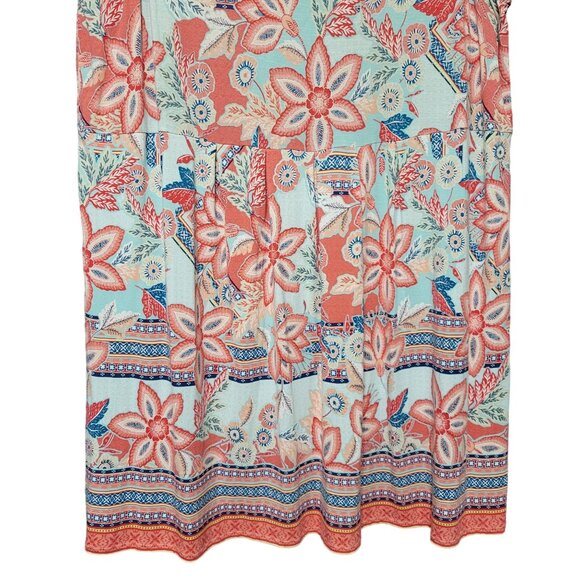 J Jill Size XL Petite Dress Tank Lightweight Rayon Knit Pleated Long Floral - Picture 5 of 11